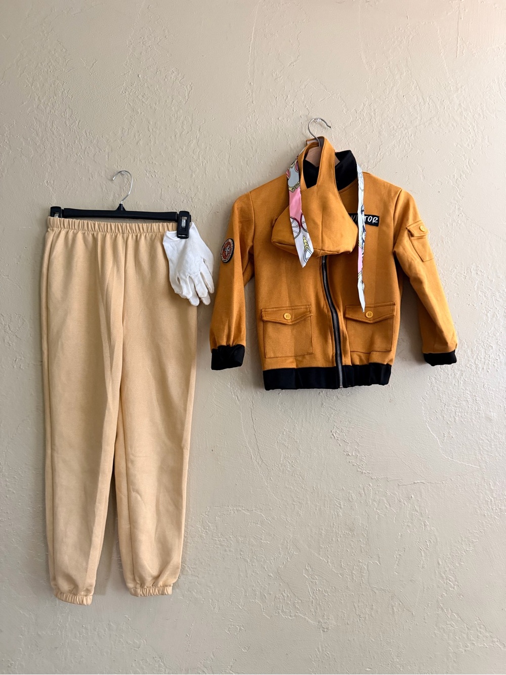 Pilot Costume Mustard Yellow Bomber Jacket with Cream